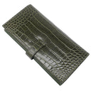 エルメス HERMES ベアンスフレ グリーン系 アリゲーター 長財布 深緑 二つ折り財布