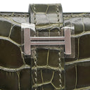 エルメス HERMES ベアンスフレ グリーン系 アリゲーター 長財布 深緑 二つ折り財布