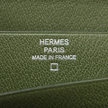 エルメス HERMES ベアンスフレ グリーン系 アリゲーター 長財布 深緑 二つ折り財布