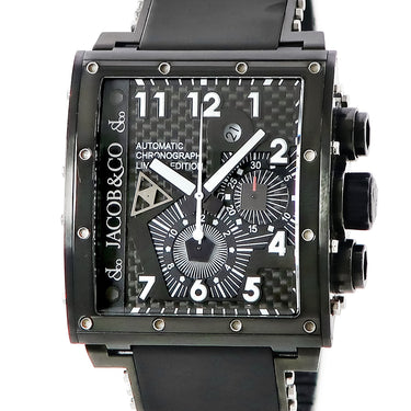 腕時計 ジェイコブ JACOB エピック I クロノグラフ JC-V2Q2B 自動巻き メンズ カーボン ブラックPVD加工SS デイト スクエア 限定