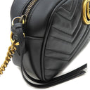 グッチ GUCCI GGマーモント スモール カメラバッグ 447632 ブラック レザー シェブロンキルティングレザー ショルダーバッグ ゴールド金具 黒 キルティングショルダー
