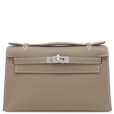 エルメス HERMES ポシェットケリー ミニ エトゥープ ヴォースイフト ハンドバッグ シルバー金具 新品 未使用 グレージュ ミニバッグ