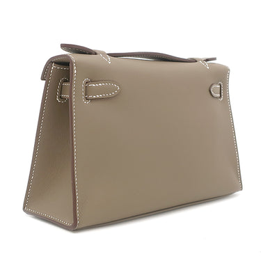 エルメス HERMES ポシェットケリー ミニ エトゥープ ヴォースイフト ハンドバッグ シルバー金具 新品 未使用 グレージュ ミニバッグ