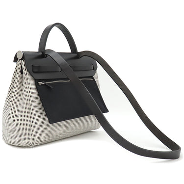 エルメス HERMES エールバッグジップPM 31 ルトゥルネ ブラック キャンバス レザー トワルキャドリーユ ヴァッシュハンター 2WAYバッグ キャンバス