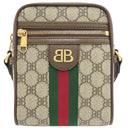 バレンシアガ BALENCIAGA グッチ×バレンシアガ ハッカー プロジェクト 680129 ブラウン キャンバス レザー ショルダーバッグ ヴィンテージ金具 ウェブ シェリーライン