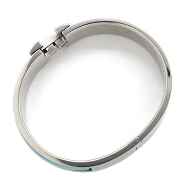 エルメス HERMES クリックH PM ライトブルー×シルバー メタル エナメル ブレスレット 水色 Hブレス
