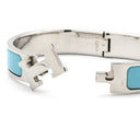 エルメス HERMES クリックH PM ライトブルー×シルバー メタル エナメル ブレスレット 水色 Hブレス