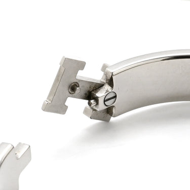 エルメス HERMES クリックH PM ライトブルー×シルバー メタル エナメル ブレスレット 水色 Hブレス