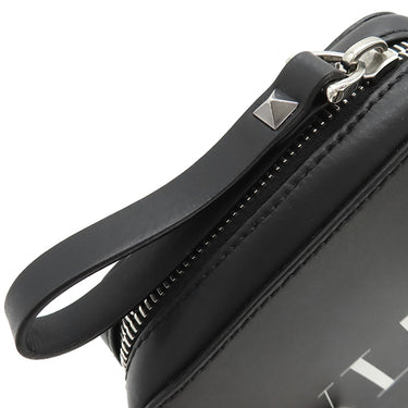 ヴァレンティノ VALENTINO VLTN ロゴ 1Y2B0943WJW ブラック×ホワイト レザー ショルダーバッグ シルバー金具 黒 白 ミニバッグ クロスボディ 斜め掛け