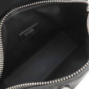 クリスチャン・ディオール Christian Dior ランゴ22 ブラック系 レザー PVC ショルダーバッグ シルバー金具 黒 CD ダイヤモンドキャンバス