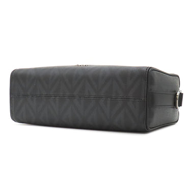 クリスチャン・ディオール Christian Dior ランゴ22 ブラック系 レザー PVC ショルダーバッグ シルバー金具 黒 CD ダイヤモンドキャンバス