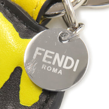 フェンディ FENDI シルヴィア × バゲット チャーム イエロー×ブラック カーフ バッグチャーム シルバー金具 黒 黄色 タロアウト コラボ