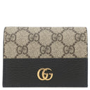 グッチ GUCCI ダブルG バイカラー カードケース ウォレット 658610 ベージュ×ブラック レザー GGスプリームキャンバス 二つ折り財布 ゴールド金具 黒 文字刻印あり