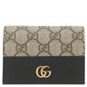 グッチ GUCCI ダブルG バイカラー カードケース ウォレット 658610 ベージュ×ブラック レザー GGスプリームキャンバス 二つ折り財布 ゴールド金具 黒 文字刻印あり