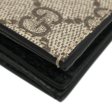 グッチ GUCCI ダブルG バイカラー カードケース ウォレット 658610 ベージュ×ブラック レザー GGスプリームキャンバス 二つ折り財布 ゴールド金具 黒 文字刻印あり