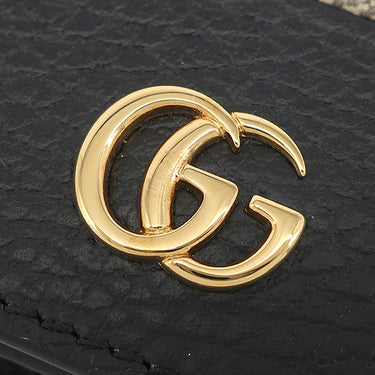 グッチ GUCCI ダブルG バイカラー カードケース ウォレット 658610 ベージュ×ブラック レザー GGスプリームキャンバス 二つ折り財布 ゴールド金具 黒 文字刻印あり