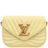 ルイヴィトン LOUIS VUITTON ニューウェーブ ミュルティ ポシェット イエロー系 レザー ショルダーバッグ ゴールド金具 LVロゴ チェーンショルダー