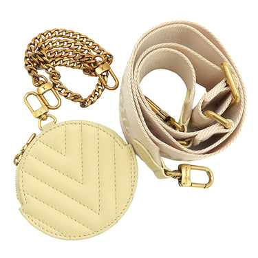 ルイヴィトン LOUIS VUITTON ニューウェーブ ミュルティ ポシェット イエロー系 レザー ショルダーバッグ ゴールド金具 LVロゴ チェーンショルダー