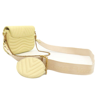ルイヴィトン LOUIS VUITTON ニューウェーブ ミュルティ ポシェット イエロー系 レザー ショルダーバッグ ゴールド金具 LVロゴ チェーンショルダー