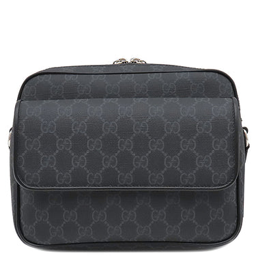 グッチ GUCCI スモール クロスボディバッグ 795479 ブラック GGスプリームキャンバス ショルダーバッグ シルバー金具 黒 ウェブストライプ 斜め掛け