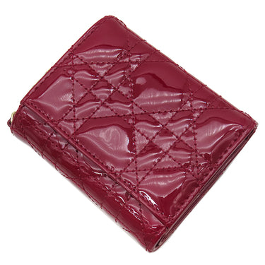 クリスチャン・ディオール Christian Dior レディディオール ロータス ウォレット S0181OVRB_M323 チェリーレッド カーフ 三つ折り財布 ゴールド金具 赤 チャーム付き