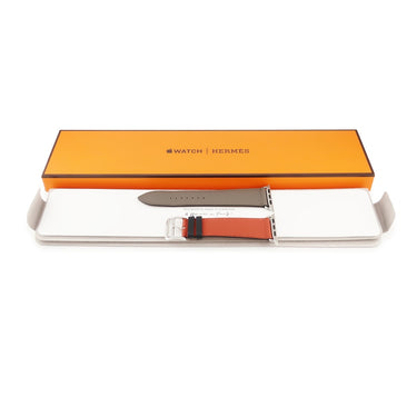 エルメス HERMES 純正 アップルウォッチ 35mm用 シンプルトゥール エタン×ブリック×ノワール レザー ステンレススチール 腕時計パーツ 新品同様 レザー ベルト 23ｍｍ 尾錠付き 金具付き