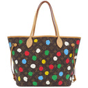 ルイヴィトン LOUIS VUITTON LV × YK ネヴァーフル MM M46381 モノグラム×ペインティッドドット モノグラムキャンバス トートバッグ ゴールド金具 茶 赤 ポーチ付き 草間彌生 2023