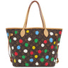 ルイヴィトン LOUIS VUITTON LV × YK ネヴァーフル MM M46381 モノグラム×ペインティッドドット モノグラムキャンバス トートバッグ ゴールド金具 茶 赤 ポーチ付き 草間彌生 2023