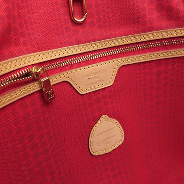 ルイヴィトン LOUIS VUITTON LV × YK ネヴァーフル MM M46381 モノグラム×ペインティッドドット モノグラムキャンバス トートバッグ ゴールド金具 茶 赤 ポーチ付き 草間彌生 2023