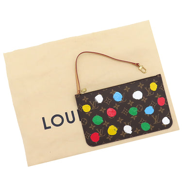 ルイヴィトン LOUIS VUITTON LV × YK ネヴァーフル MM M46381 モノグラム×ペインティッドドット モノグラムキャンバス トートバッグ ゴールド金具 茶 赤 ポーチ付き 草間彌生 2023