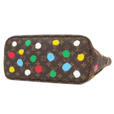ルイヴィトン LOUIS VUITTON LV × YK ネヴァーフル MM M46381 モノグラム×ペインティッドドット モノグラムキャンバス トートバッグ ゴールド金具 茶 赤 ポーチ付き 草間彌生 2023