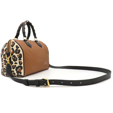 ルイヴィトン LOUIS VUITTON スピーディ バンドリエール 25 M45840 キャメル モノグラムアンプラント 2WAYバッグ ゴールド金具 茶 レオパード ハンドバッグ ショルダー