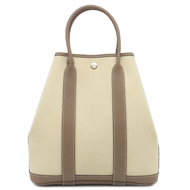エルメス HERMES ガーデンファイル PM エトゥープ×べトン ネゴンダ トワルミリタリー 2WAYバッグ シルバー金具 グレージュ トート ショルダー トワルミリテール