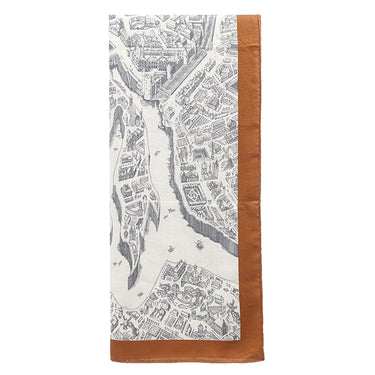 エルメス HERMES ショール カレ140 CARRE カレジェアン キャラメル×ブラン×グリ カシミヤ シルク ストール 【 La cite Cavaliere /シテ カヴァリエール】 2019AW