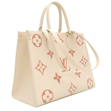 ルイヴィトン LOUIS VUITTON オンザゴー MM M21575 クレーム×ローズトリアノン モノグラムアンプラント バイカラーモノグラムアンプラントレザー トートバッグ ゴールド金具 ショルダー バイカラー