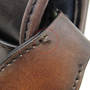 ベルルッティ BERLUTI ラッキーデー スクリット カリグラフィ ブラウン×ブルー レザー ナイロン ショルダーバッグ シルバー金具 茶 青 メッセンジャー 斜め掛け