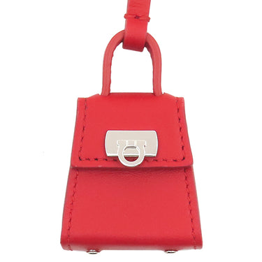 フェラガモ FERRAGAMO ガンチーニ バッグ チャーム 220637 770644 フレイムレッド カーフ バッグチャーム シルバー金具 新品 未使用 赤 カバンモチーフ