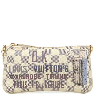ルイヴィトン LOUIS VUITTON ポシェット ミラMM N63090 ダミエアズール ダミエアズールキャンバス アクセサリーポーチ ゴールド金具 白 グレー ワードローブトランク