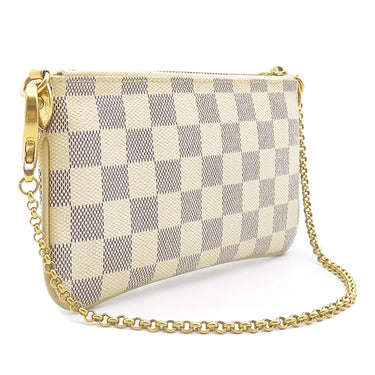 ルイヴィトン LOUIS VUITTON ポシェット ミラMM N63090 ダミエアズール ダミエアズールキャンバス アクセサリーポーチ ゴールド金具 白 グレー ワードローブトランク