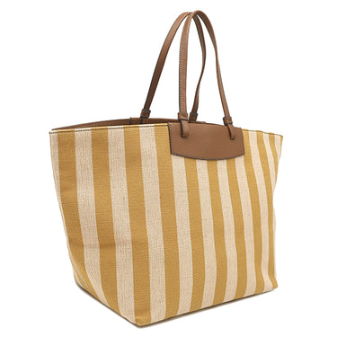 フルラ FURLA メラヴィリア WB00510 BX0635 イエロー×ベージュ キャンバス レザー トートバッグ ゴールド金具 ストライプ 黄 新品 未使用