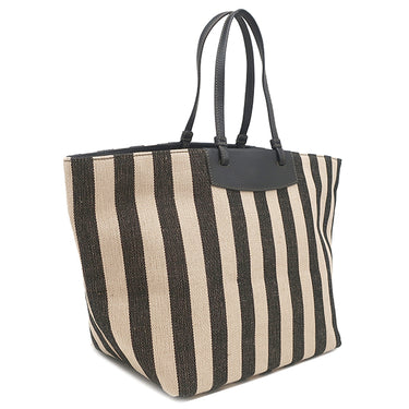 フルラ FURLA メラヴィリア WB00510 BX0635 ブラック×ベージュ キャンバス レザー トートバッグ ゴールド金具 ストライプ 黒 新品 未使用