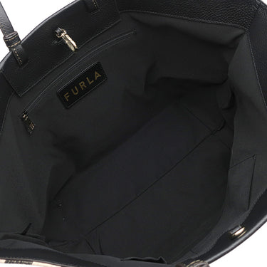 フルラ FURLA メラヴィリア WB00510 BX0635 ブラック×ベージュ キャンバス レザー トートバッグ ゴールド金具 ストライプ 黒 新品 未使用