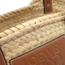 ロエベ LOEWE バスケットバッグ スモール ナチュラル×タン ラフィア カーフ ハンドバッグ シルバー金具 茶 かごバッグ