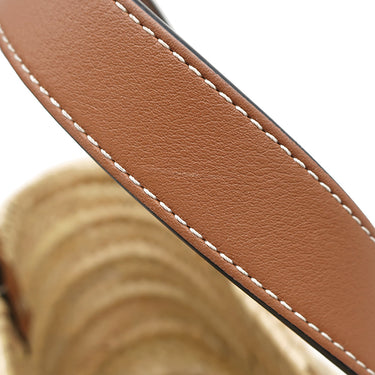 ロエベ LOEWE バスケットバッグ スモール ナチュラル×タン ラフィア カーフ ハンドバッグ シルバー金具 茶 かごバッグ
