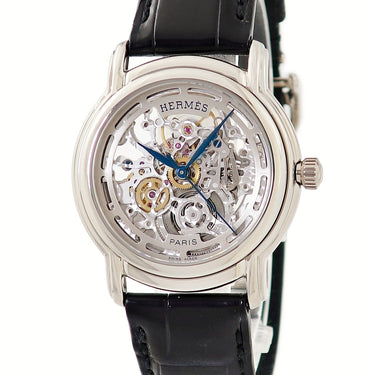 腕時計 エルメス HERMES セザム スケルトン SM1.790 自動巻き メンズ K18WG無垢 センターセコンド 青針 ラウンド