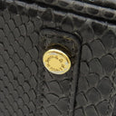 エーディーエムジェイ A.D.M.J フラワービジュー パイソン バッグ ブラック パイソン ビジュー ハンドバッグ ゴールド金具 黒