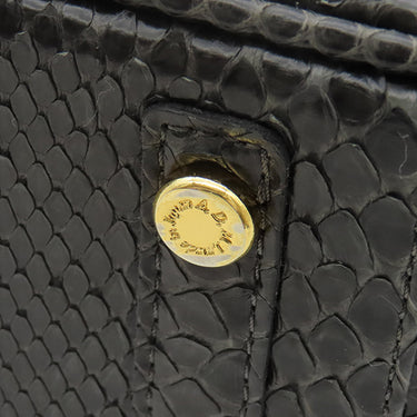 エーディーエムジェイ A.D.M.J フラワービジュー パイソン バッグ ブラック パイソン ビジュー ハンドバッグ ゴールド金具 黒