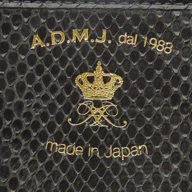 エーディーエムジェイ A.D.M.J フラワービジュー パイソン バッグ ブラック パイソン ビジュー ハンドバッグ ゴールド金具 黒