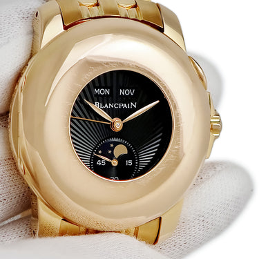 腕時計 ブランパン BLANCPAIN レマン フルハンター トリプルカレンダー 4563-3630A-53 自動巻き メンズ OH済 K18RG ムーンフェイズ 限定