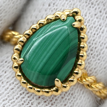 ブシュロン BOUCHERON セルパンボエム JRG02795 グリーン×イエローゴールド K18YG マラカイト #49 リング 指輪 Au750 18K 18金 マライカイト 緑 孔雀石 雫 ドロップ型 9号